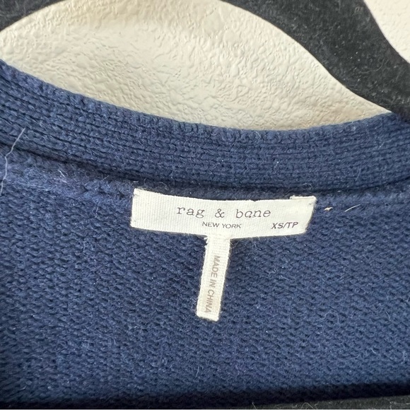 RAG & BONE Navy White Serena Button Front V-Neck Cardigan Sweater Women’s XS - Picture 9 of 16